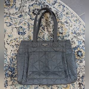 Gray Quilted Geometric Baby Bag